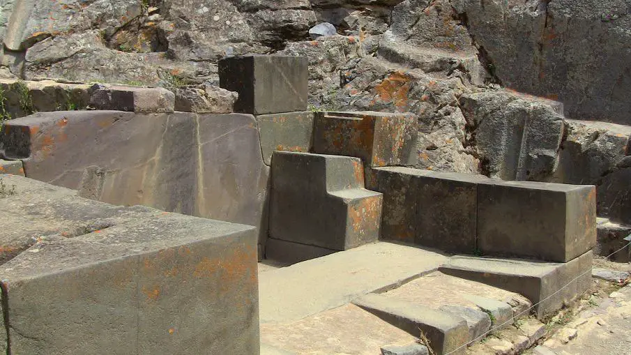 Carved stones at Ollantaytambo.