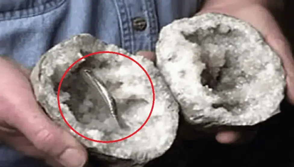 "Man-made metal" found embedded inside ancient Geode has experts stumped