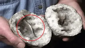 "Man-made metal" found embedded inside ancient Geode has experts stumped