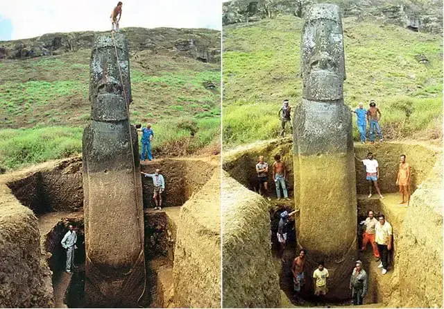 Massive Easter Island Statues have bodies buried below the surface