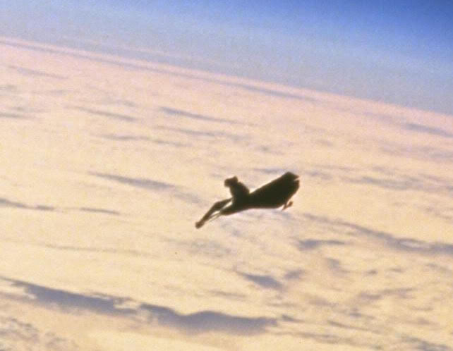The Black Knight Satellite, close-up image.