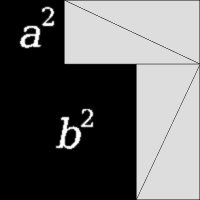 Animation showing proof by rearrangement of four identical right triangles
