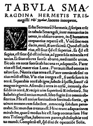 Latin text of the Emerald Tablet, from De Alchimia, Chrysogonus Polydorus, Nuremberg 1541