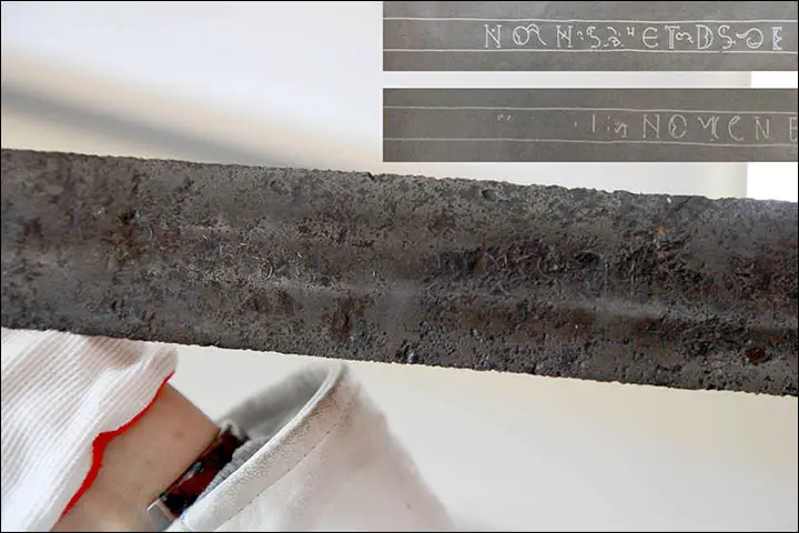 inside mid sword and inscription