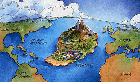 Artists depiction of the location of Atlantis; according to Plato. Image credit unknown.