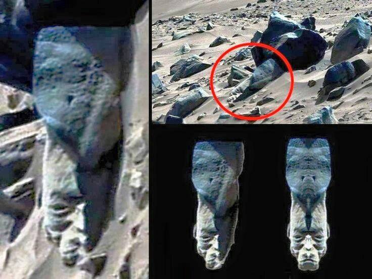 Are we looking at a statue on the surface of Mars? Or is it just another rock and Pareidolia is kicking in? 