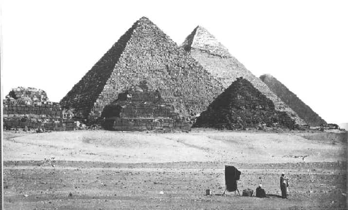 An image of the Pyramdis taken in the 1880s