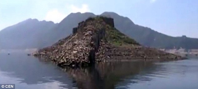 Lost section of the Great Wall of China emerges from the waters