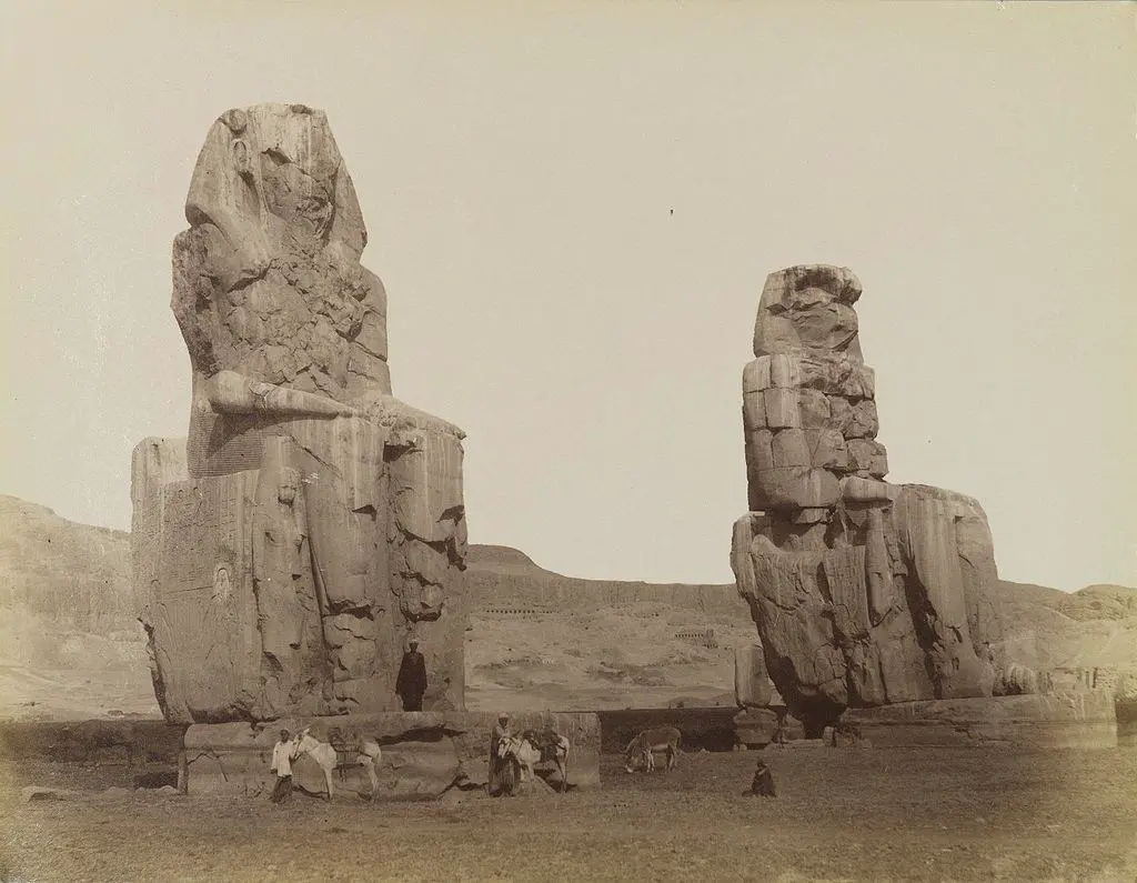Antonio Beato, Colosses de Memnon, 19th century. Brooklyn Museum. Image Credit: Wikimedia commons