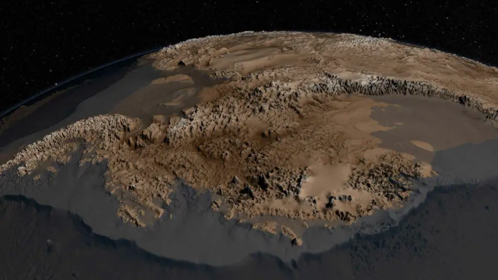 This is what Antarctica looks like the Icy would melt. Image Credit. 