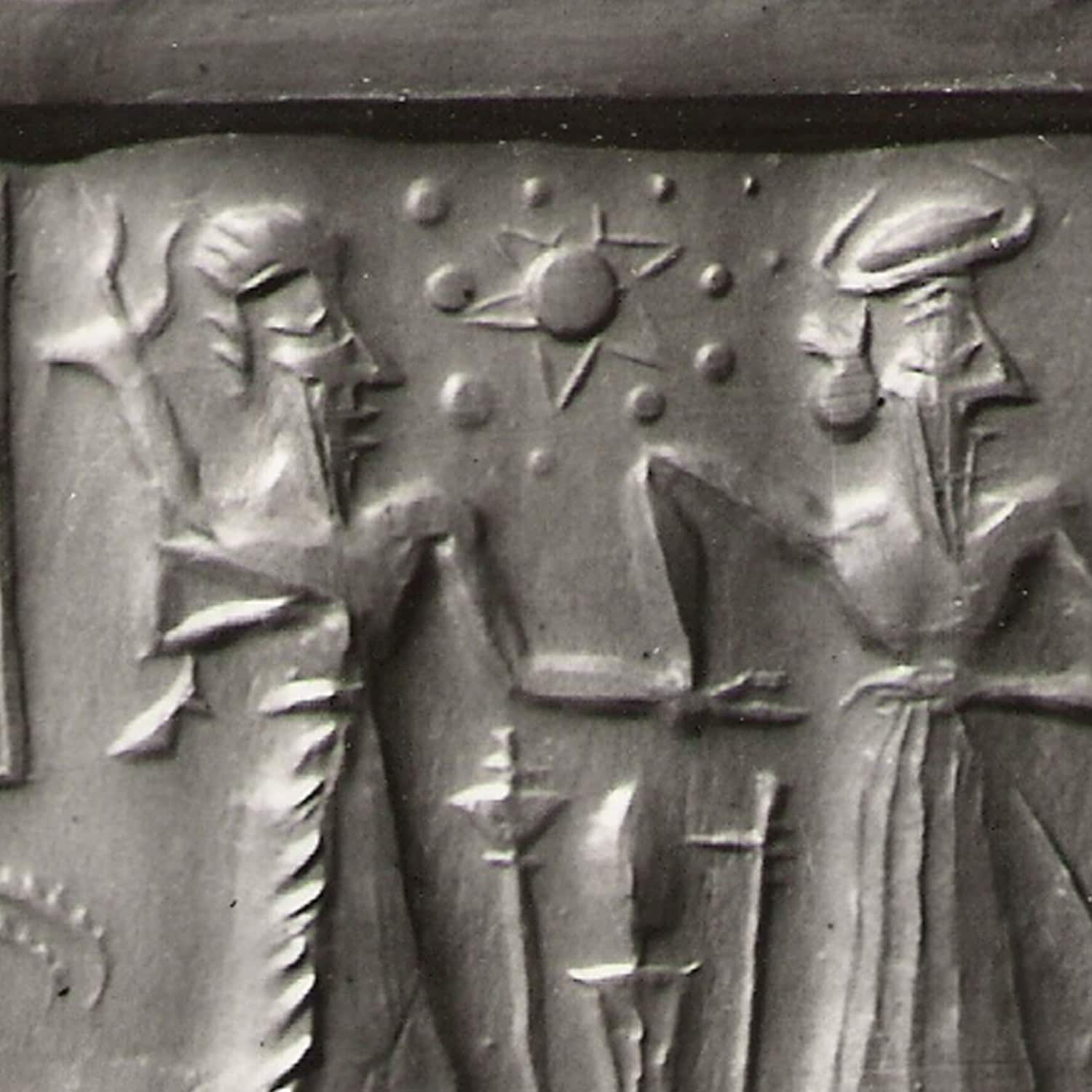 closeup - This Ancient Sumerian Cylinder Seal is said to depict 12 planets in our Solar System
