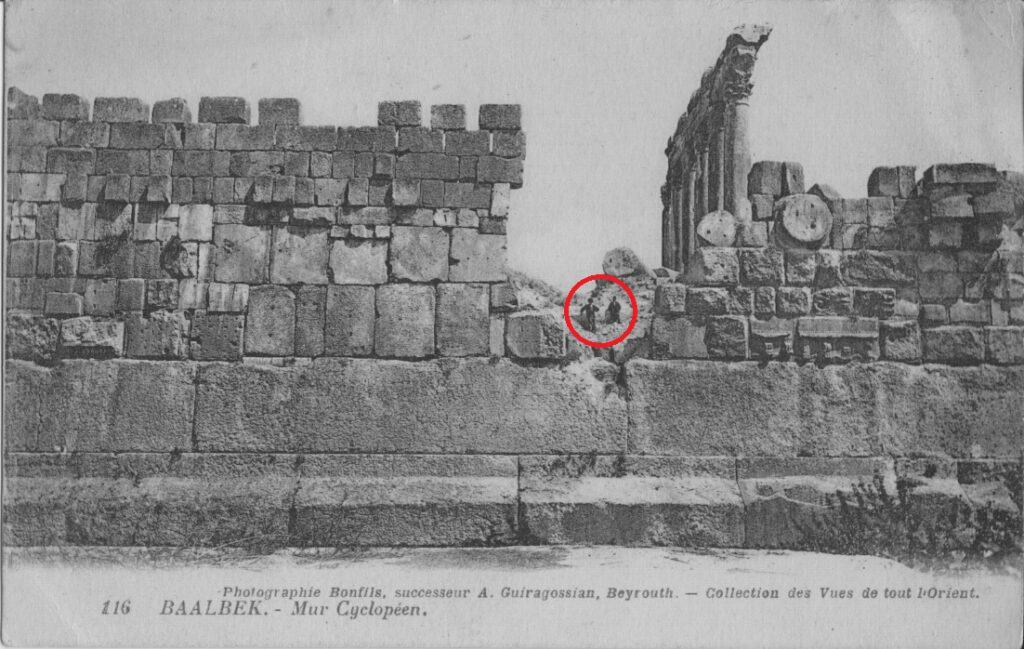 An old image of the megaliths at Baalbek in Lebanon. 