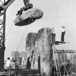 A view of reconstructions at Stonehenge