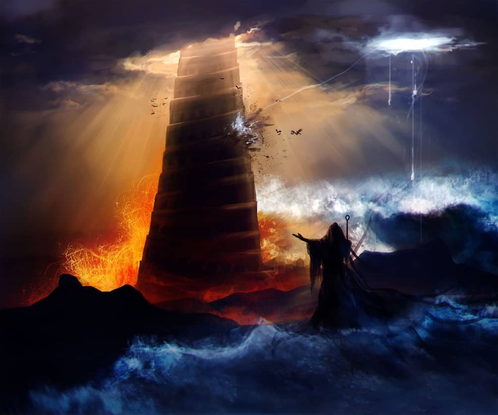 An artists rendering of a tower in Eridu