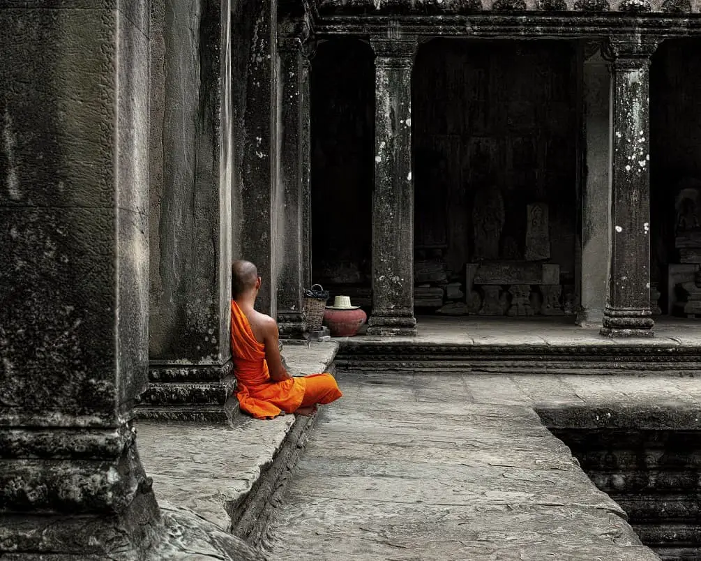 a Monk Meditating