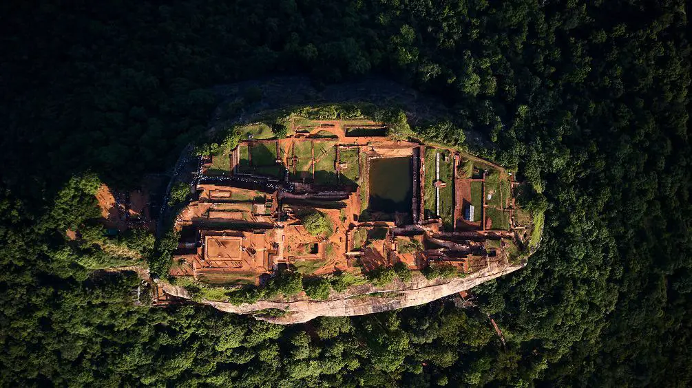 Aerial View Rock Fortress Sri Lanka