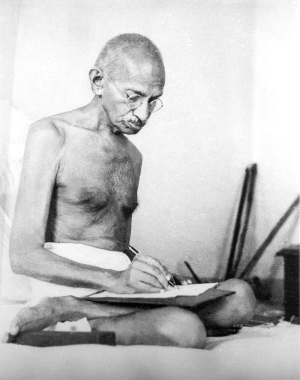 Gandhi writing 1942
