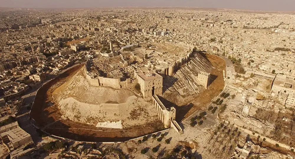 Aerial view of The Aleppo Citadel