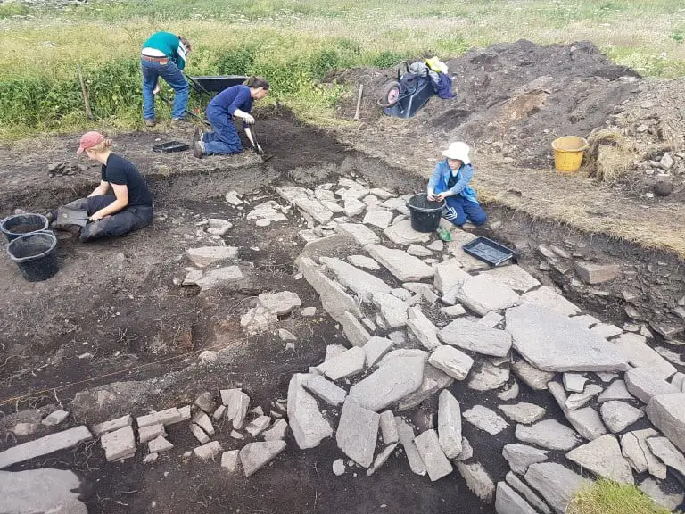 Skaill Norse Hall exposing more of the northern wall credit UHI Archaeology Institute