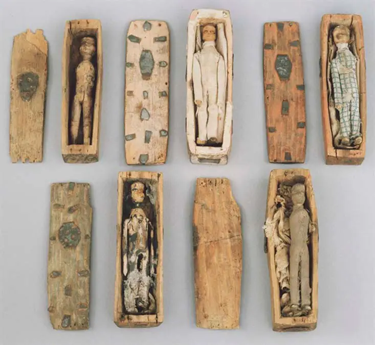 5 of the miniature coffins