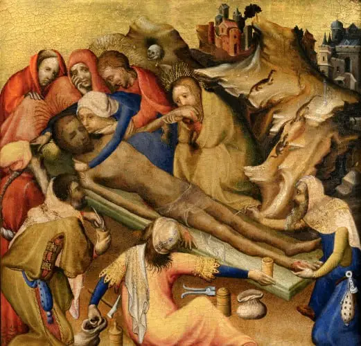 Embalming of the Body of Christ from triptych Netherlandish Bruges c. 1410 20
