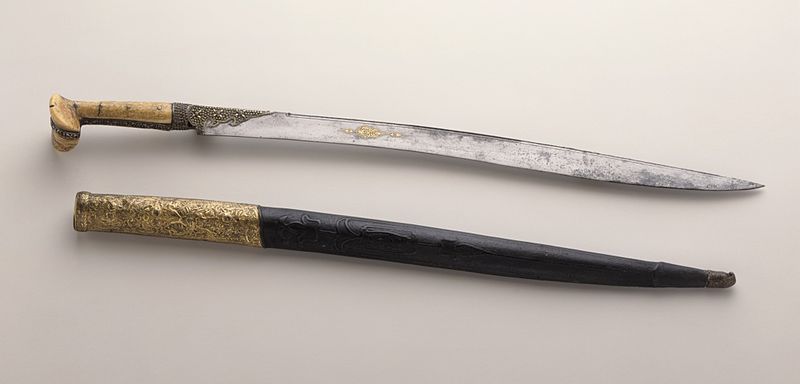 800px Yataghan Sword with Grip of Walrus Tusk Ivory LACMA M.85.237.92a b